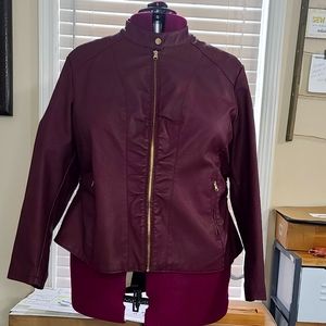 Baccini Faux Leather Jacket in burgundy